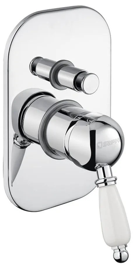 Baterie argintie pentru duș încastrată (2 ieșiri) Kirké White – Sapho