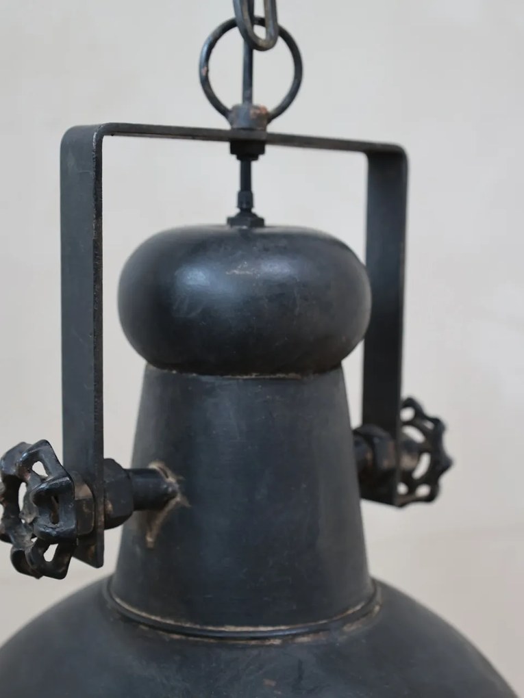 Lampă suspendată din metal, finisaj negru antichizat, H40 x D32 cm, Factory