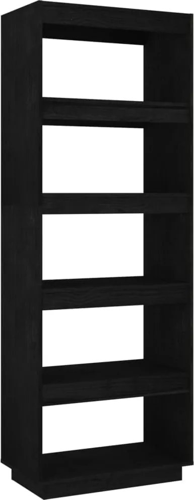 vidaXL Bibliotecă/Separator cameră negru 60x35x167 cm lemn masiv pin