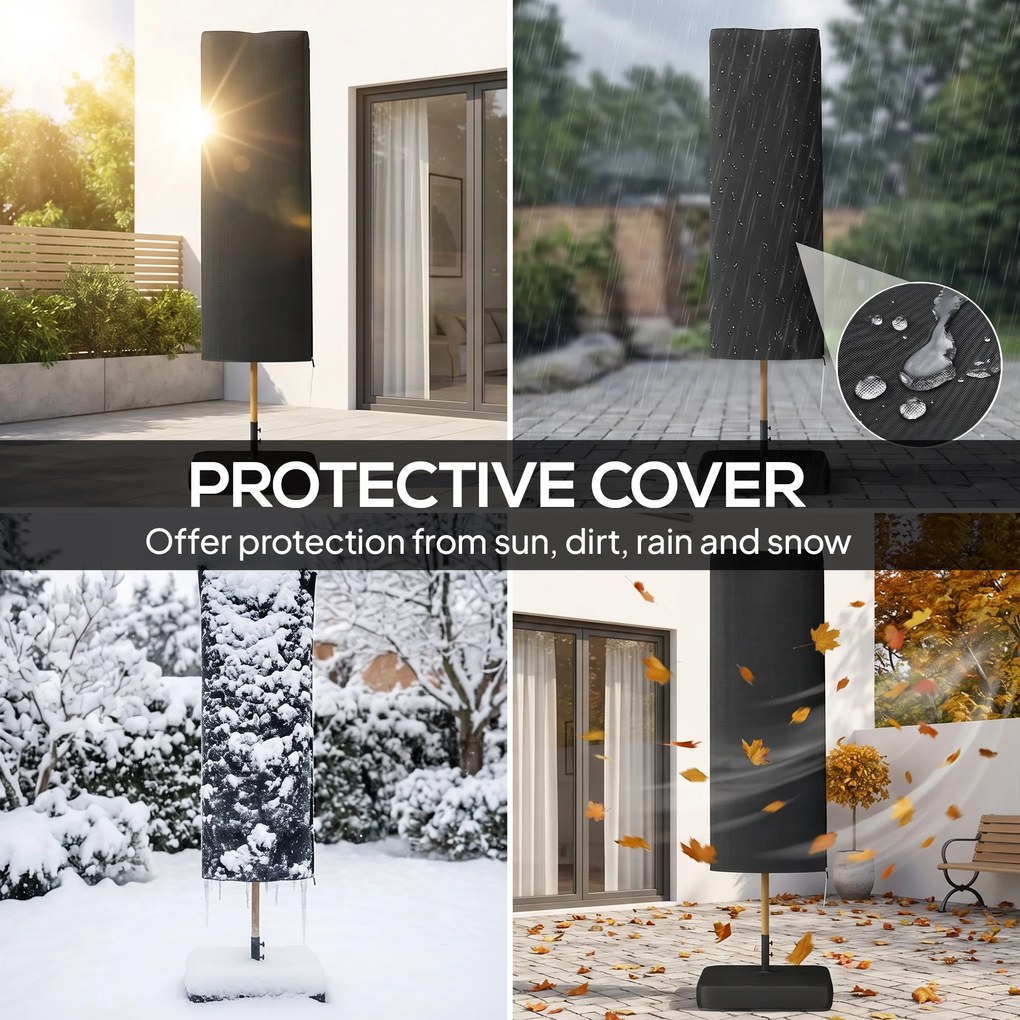 Outsunny Umbrelă Dublă de Grădină 4.7x2.8 m, Umbrelă de Exterior cu Manivelă, Bază Cruce, Saci de Nisip, Husă de Protecție, 12 Spițe, Anti-UV, pentru Terasă și Balcon, Albastru Închis | Aosom Romania