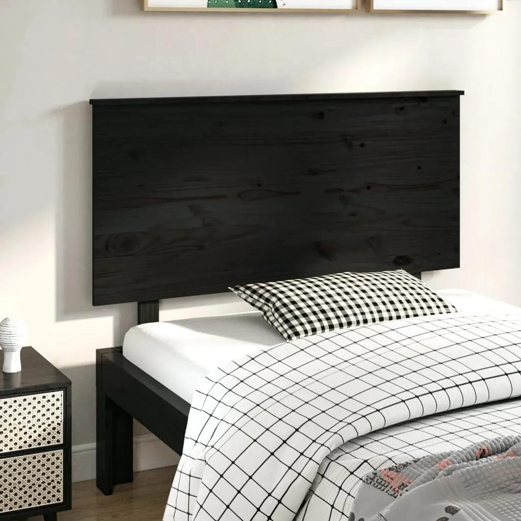 819164 vidaXL Tăblie de pat, negru, 124x6x82,5 cm, lemn masiv de pin