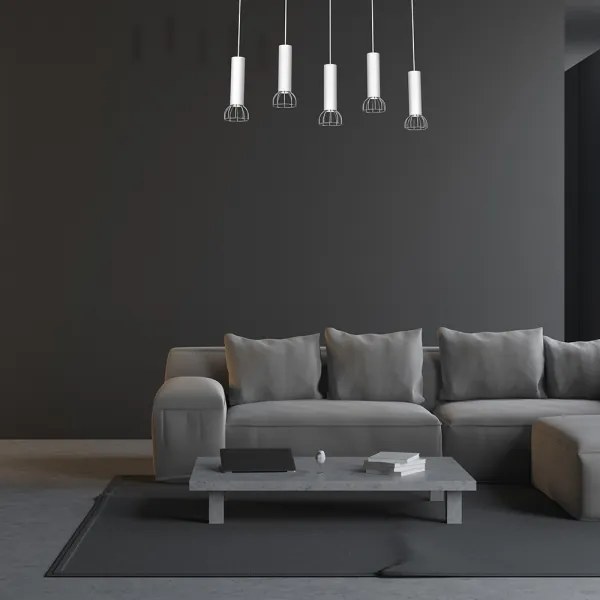 Lustră pe cablu DANTE 5xGU10/25W/230V albă/crom lucios