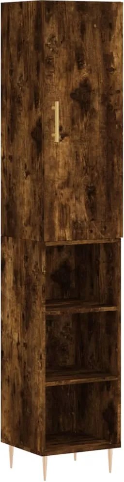vidaXL Dulap înalt, stejar fumuriu, 34,5x34x180 cm, lemn prelucrat