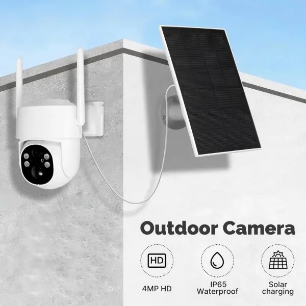 Immax NEO 07820L - Cameră solară inteligentă de exterior cu senzor, acumulator 6000 mAh, IP65
