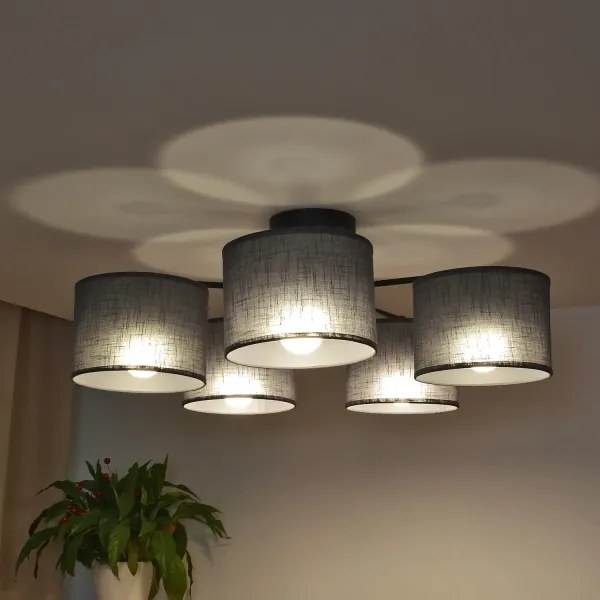 Lustră aplicată ALBA, 5x E27, 15W, 230V, gri
