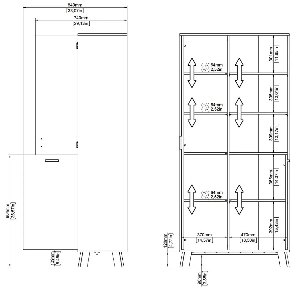 Bibliotecă albă-în culoare naturală cu aspect de lemn de stejar 89x188x40 cm Ikast – Tvilum