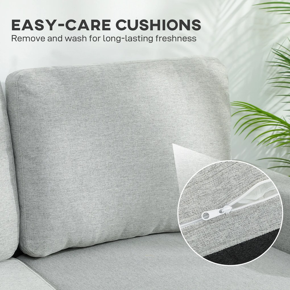 HOMCOM Canapea Extensibilă 3 Locuri cu Spațiu de Depozitare, 197x129x85 cm, Gri și Negru | Aosom Romania