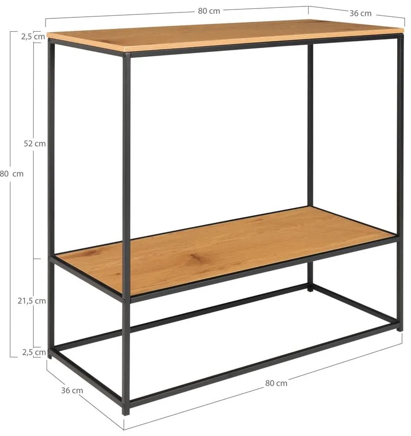 Masă consolă cu blat cu aspect de lemn de stejar 80x36 cm Vita – House Nordic