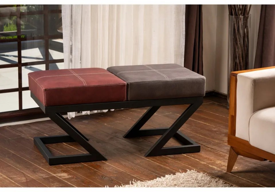 Taburet Brda, Picioare Metal, Gri Antracit/Bordo