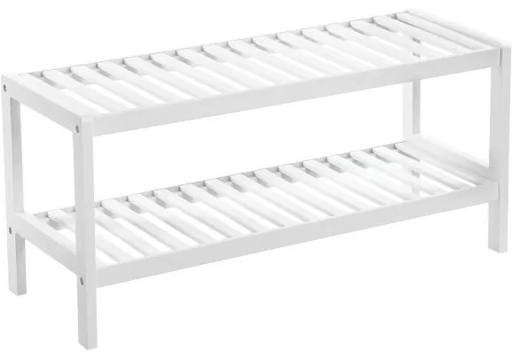 Raft Din Bambus Pentru Pantofi, Cu 2 Niveluri, Alb, 70 Cm