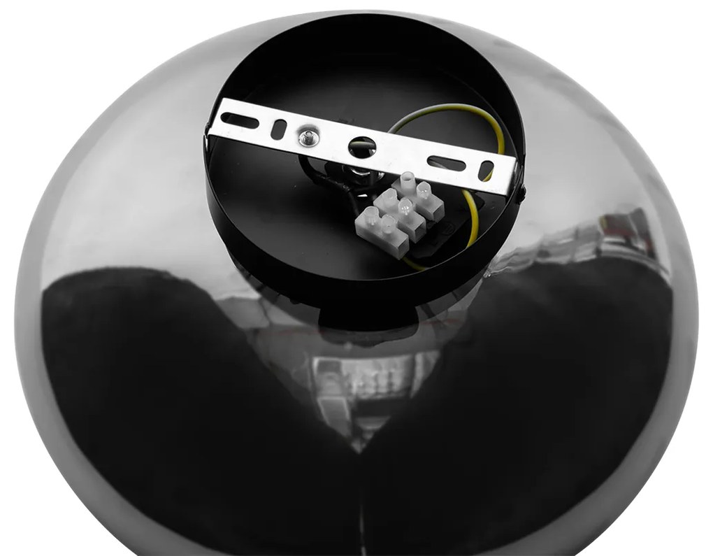 Aplică de perete Art Deco neagră cu sticlă fumurie - Ayesha