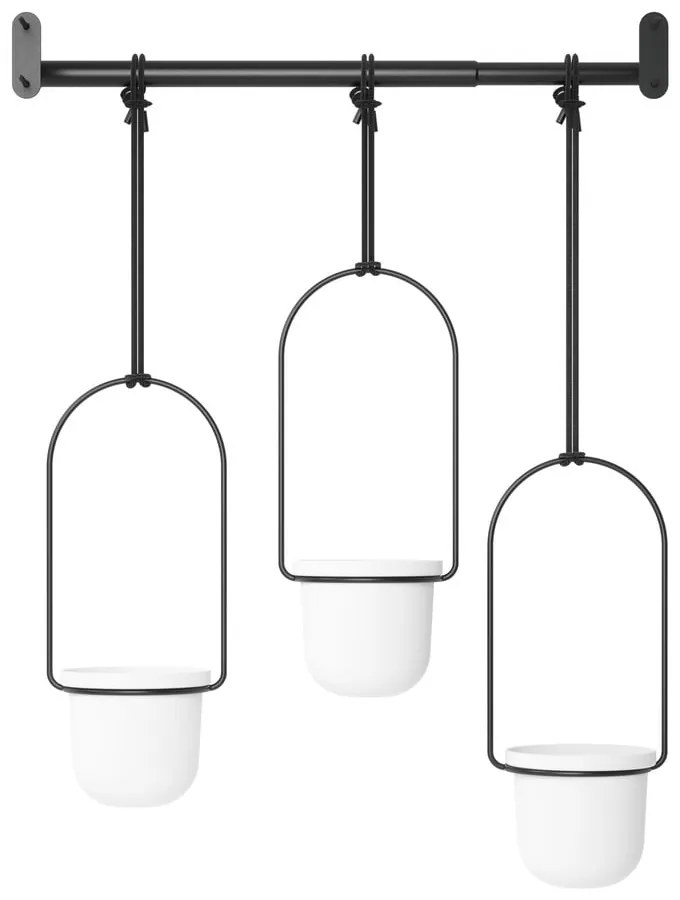 Ghivece decorative 3 buc. din plastic pentru ierburi aromatice/de agățat / de perete ø 7,5 cm Triflora – Umbra