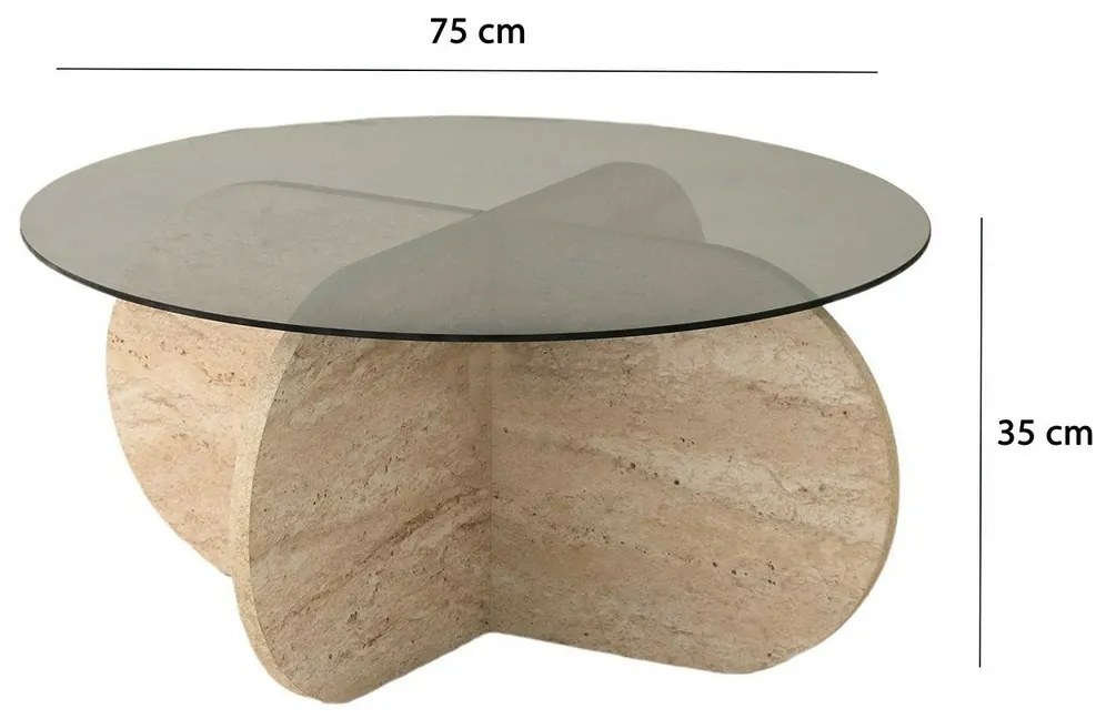 Măsuță de cafea Bubble Travertine cu sticlăfumurie