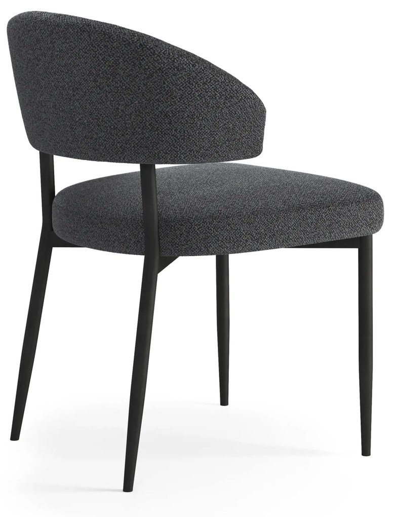 MAZZONI EXPORT IRIS Antracit [Gri închis] (material Monza 130) - SCAUN MODERN TAPIȚAT BOUCLÉ PENTRU SALON/SUFRAGERIE LOFT