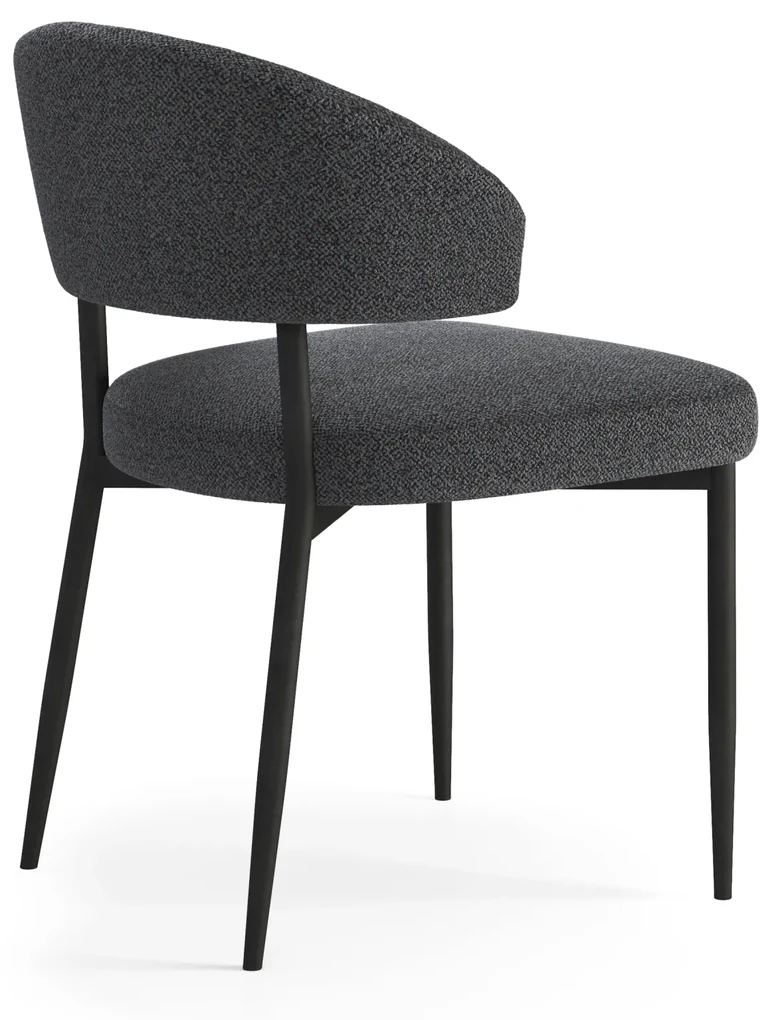 MAZZONI EXPORT IRIS Antracit [Gri închis] (material Monza 130) - SCAUN MODERN TAPIȚAT BOUCLÉ PENTRU SALON/SUFRAGERIE LOFT