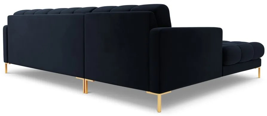 Colțar tapițat Bali, Albastru închis/5 locuri/picioare gold/partea stângă/ L293 x l185 x h75