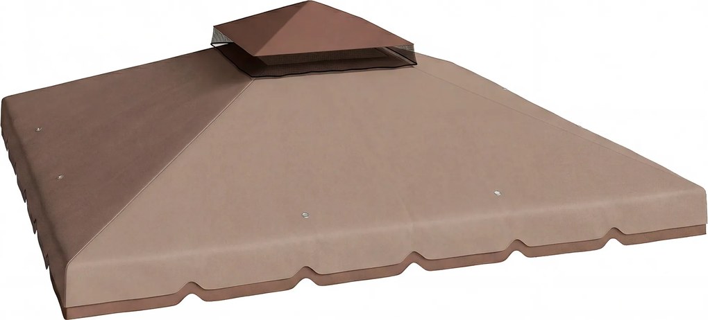 Outsunny Prelată de schimb 3x3 m cu acoperiș dublu Orificii de drenaj și UPF 30+ Doar prelată NU include cadru Kaki | Aosom Romania