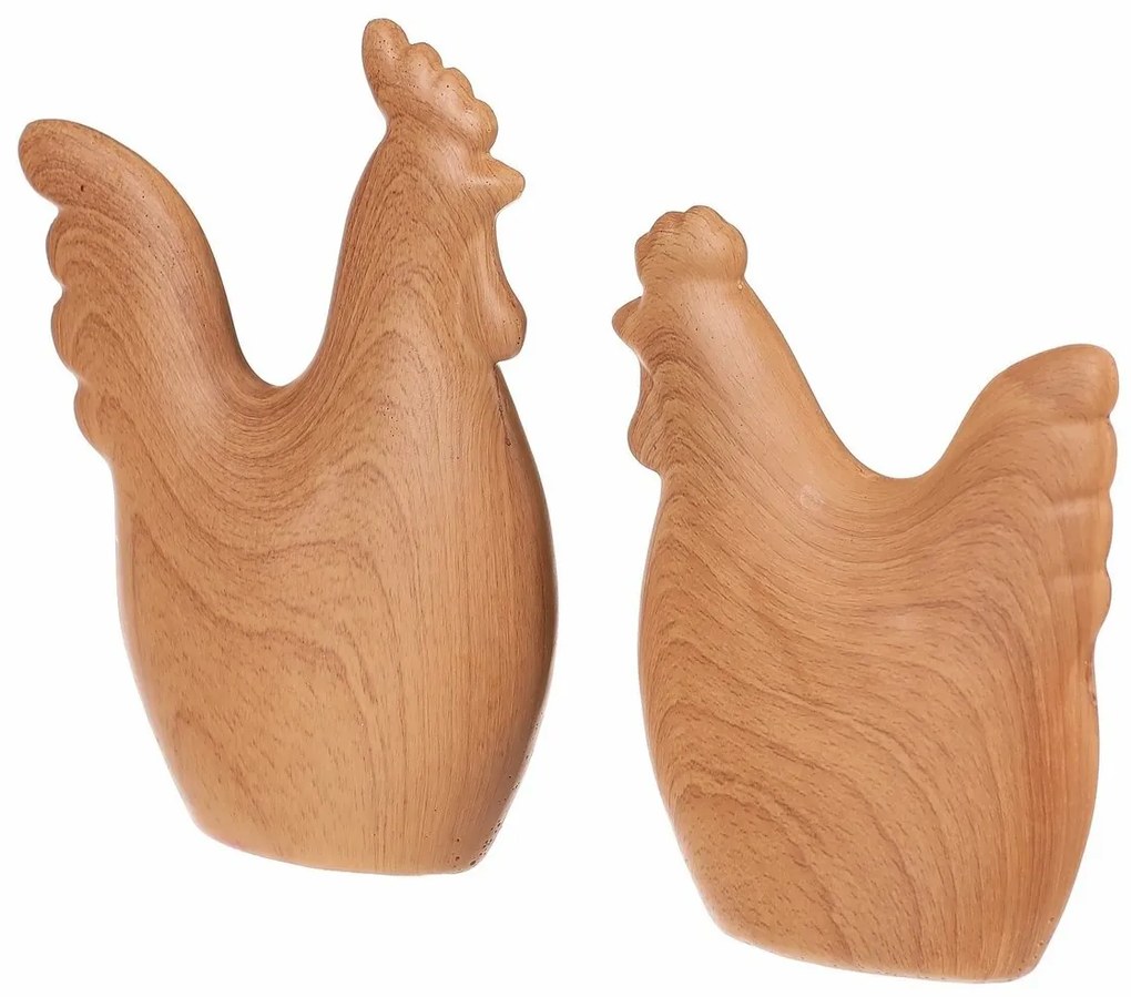Decorațiuni de Paște Găină și cocoș, 12 x 3 x 14cm, set de 2 bucăți, poliresină