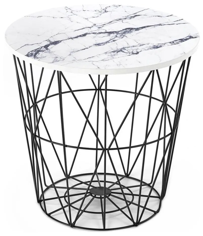 Măsuță de cafea HARISSA 41x42 cm negru/alb decor marmorat