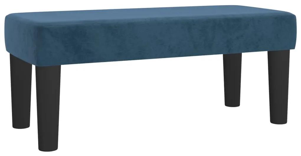 Pat box spring cu saltea, albastru inchis, 90x200 cm, catifea Albastru inchis, 90 x 200 cm, Design cu nasturi