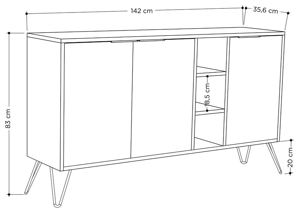 Consolă Clara Console - Anthracite, Light Mocha
