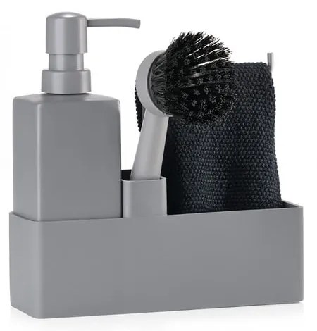 Suport pentru accesorii de spălat gri din plastic/din silicon Singles – Zone