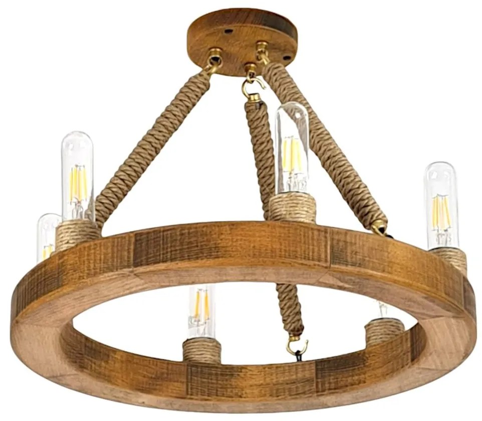 Lustra rustica fabricata manual din lemn EVIA 6L