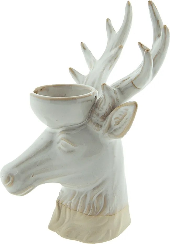 Suport lumanare, gri, din portelan, H21 cm, Reindeer