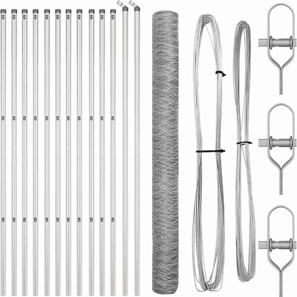 vidaXL Stâlp de gard. Argintiu 25 x 1,6 m (plasă de 36 mm) Oțel