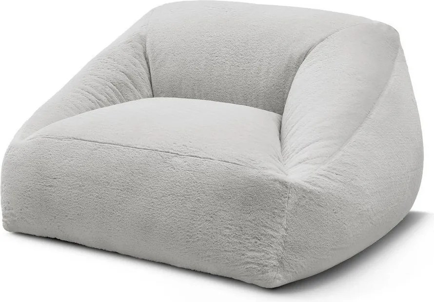 Fotoliu bean bag gri deschis cu tapițerie din blană artificială Lilibet – Bobochic Paris