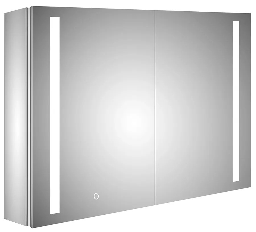 Oglinda baie cu dulap din Aluminiu, sistem iluminare LED, IP44, 80x70x15cm, D4214, Functie Dezaburire, Butoane Touch