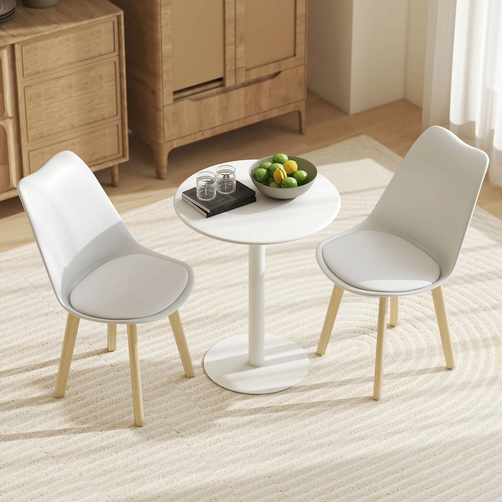 HOMCOM Masă de Dining Rotundă și Modernă pentru 2 Persoane din Oțel, Albă | Aosom Romania