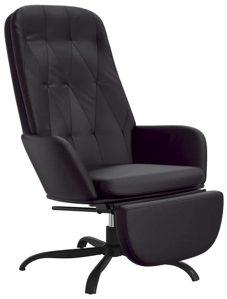 3097654 vidaXL Scaun de relaxare cu taburet, negru lucios, piele artificială
