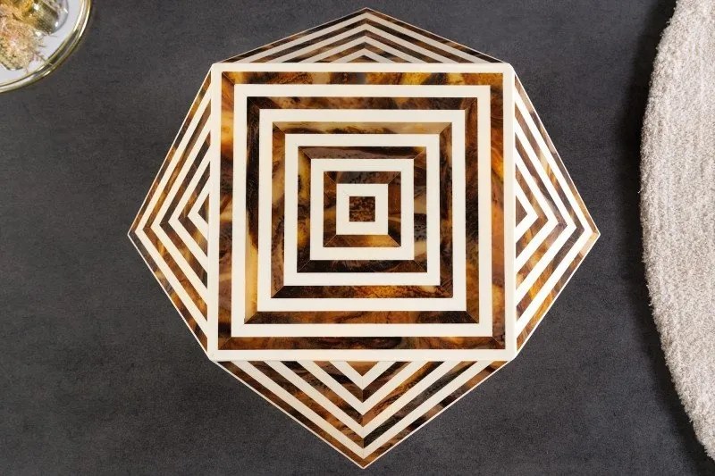 Masuta auxiliara design unicat Bone Inlay 60cm