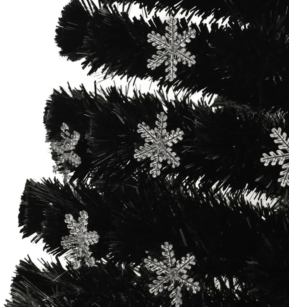 Brad Craciun cu LED fulgi de zapada, negru 120 cm fibra optica 120 x 60 cm, 1
