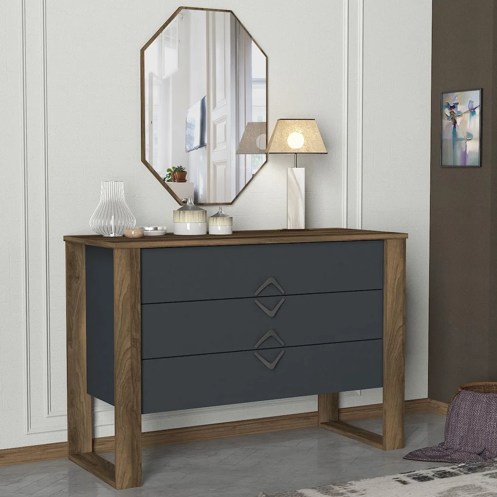 Cabinet Bumerang Aynali - Walnut, Anthracite