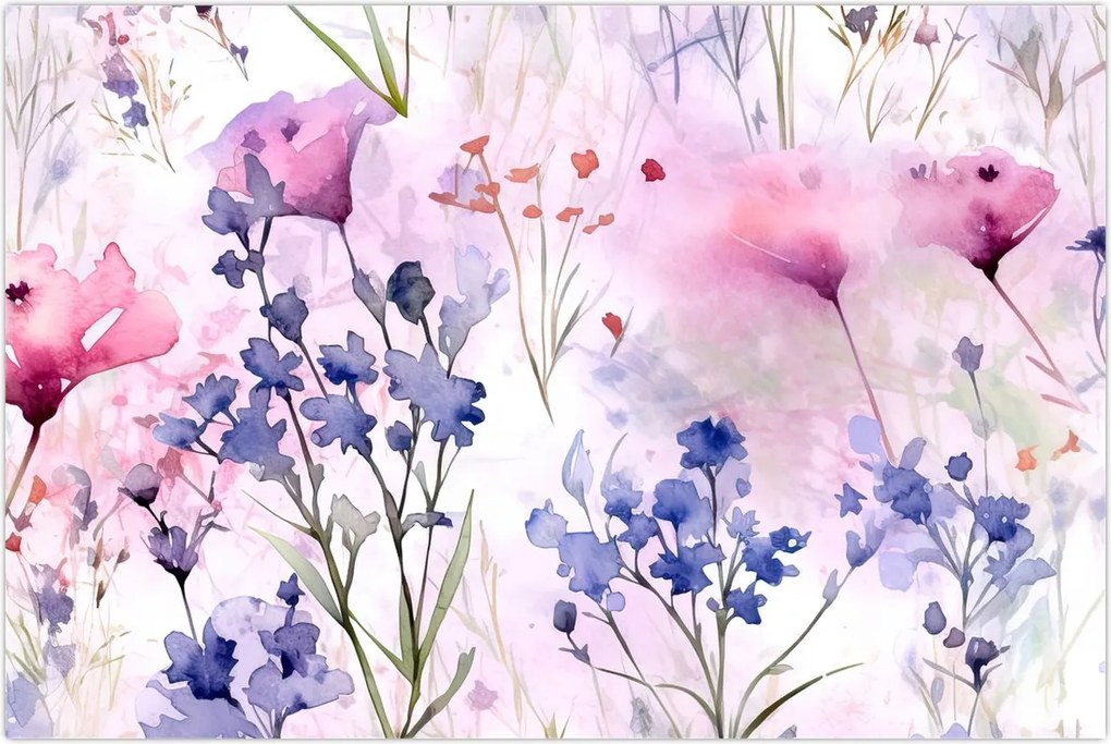 Tablou - Acuarelă pajiște (90x60 cm)