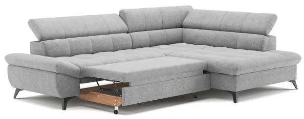 Canapea colțar extensibilă în L MARANO, dreapta, gri