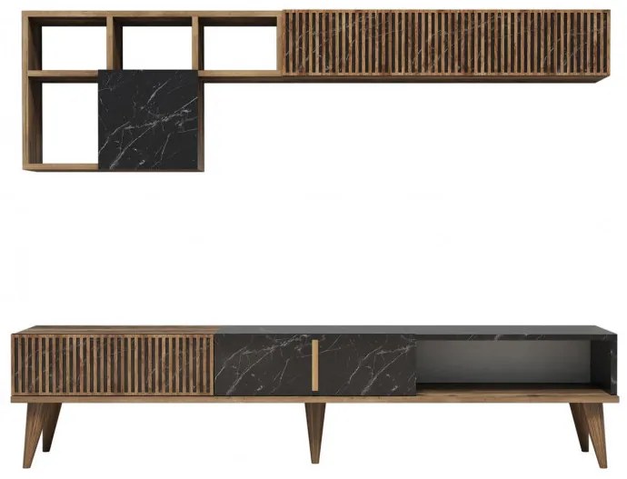 Comoda TV Milan - Walnut, Negru