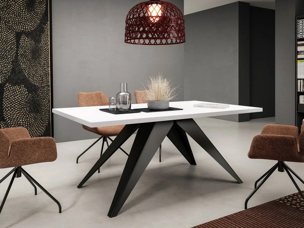 Masă sufragerie extensibilă Awalean 140 (Negru + Alb arctic) (pentru 6-10 persoane). Promo -16%. 1105358