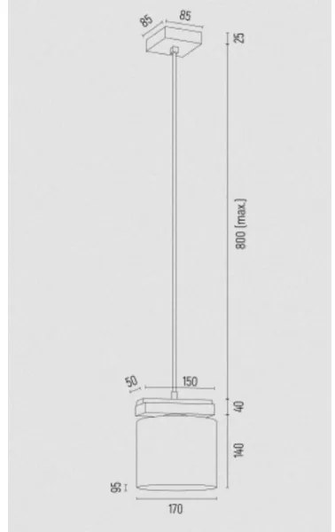 Lustră pe cablu CANOA 1xE27/15W/230V Argon 8276