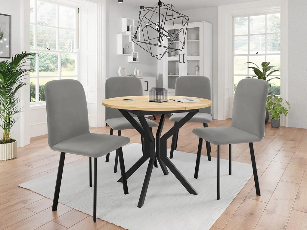 Masă sufragerie extensibilă 90 cm Kertare M 90 (Stejar craft auriu + Negru) (pentru 2-4 persoane). 1105352