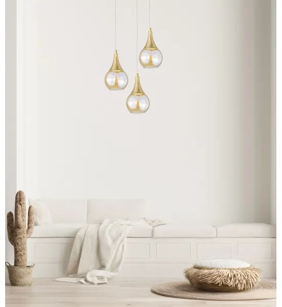 Lustră pe cablu LACRIMA WHITE 3xE27/60W/230V d. 30 cm