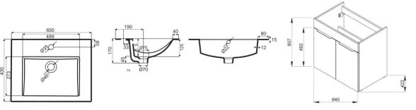 JIKA H4536011763001 - Dulap baie CUBE 60,7x65 cm cu lavoar alb