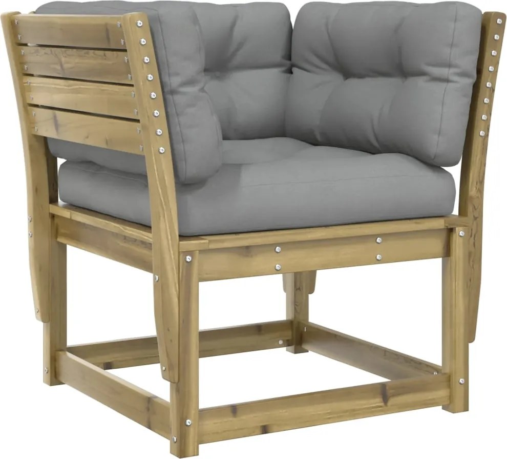 vidaXL Canapea grădină cotieră cu perne, lemn de pin impregnat