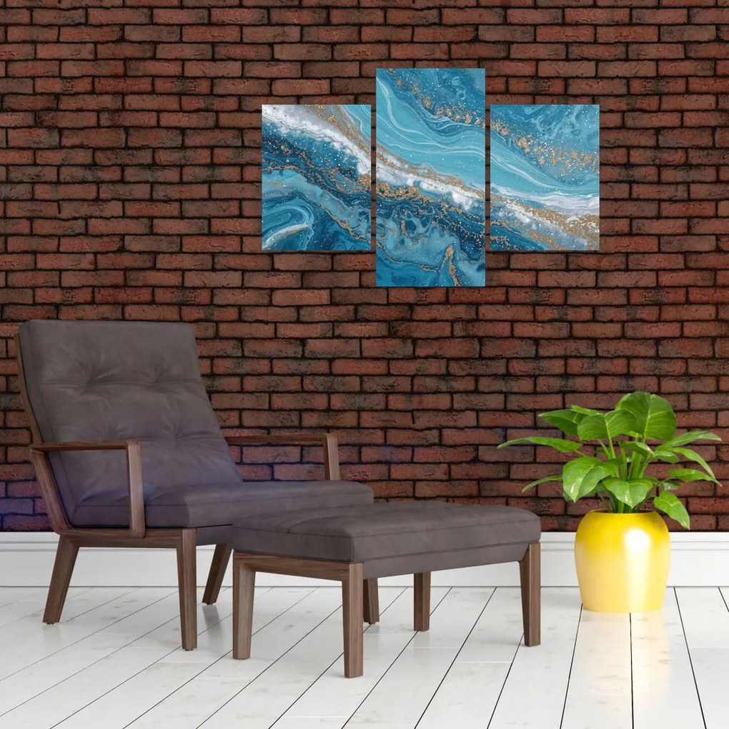 Tablou - Marmură bleu cu aur I. (90x60 cm)