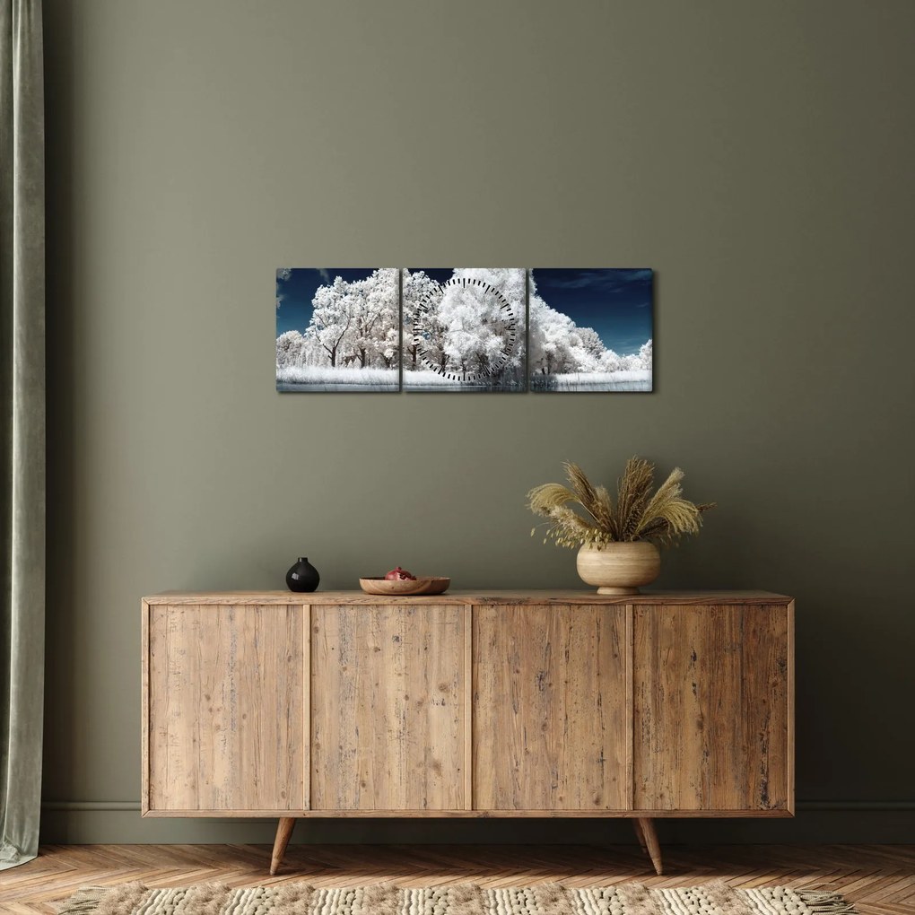 Tablou - Albă ca Zăpada Albă ca Zăpada Copaci (cu ceas) (90x30 cm)