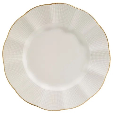 Set de veselă 24 piese, porțelan alb cu detalii aurii