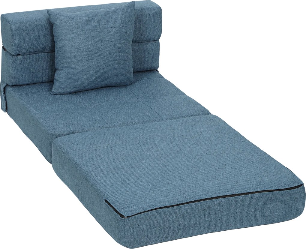 HOMCOM Fotoliu canapea-pat convertibil 1 loc cu 1 pernă cu husă detașabilă, țesătură albastru închis | Aosom Romania