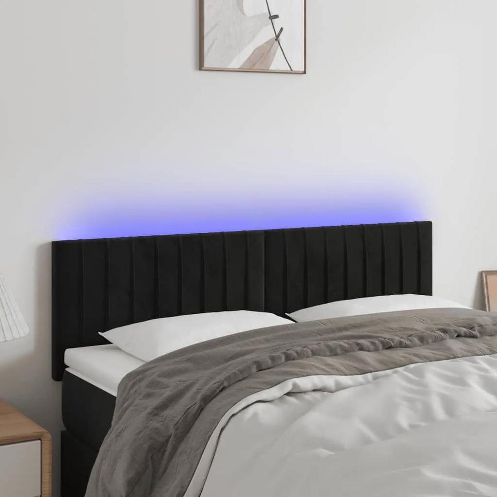 3121900 vidaXL Tăblie de pat cu LED, negru, 144x5x78/88 cm, catifea